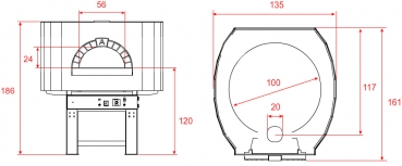 Gas pizza oven G100S-B0, metal dome, 60 pizzas á Ø 30 cm per hour, fixed & unheated baking surface, weight 1,250 kg