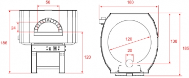 Gas pizza oven G120S-BF, metal dome, 105 pizzas á Ø 30 cm per hour, fixed & separately heated baking surface, weight 1,400 kg