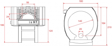 Gas pizza oven G140C-B0, brick style, 150 pizzas á Ø 30 cm per hour, fixed & unheated baking surface, weight 1,800 kg