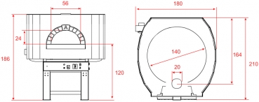 Gas pizza oven G140S-B0, metal dome, 150 pizzas á Ø 30 cm per hour, fixed & unheated baking surface, weight 1,800 kg