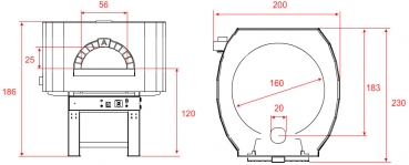 Gas pizza oven G160S-BF, metal dome, 195 pizzas á Ø 30 cm per hour, fixed & separately heated baking surface, weight 2.150 kg
