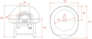 Gas pizza oven GR130K-B0, dome with silicone coating, 165 pizzas á Ø 30 cm per hour, rotatable and separately heated baking surface, weight 1,900 kg