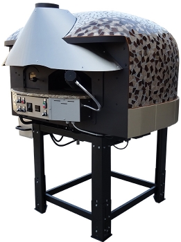 Hybrid pizza oven MIX85RK with wood and gas, dome with mosaic stones, 75 pizzas á Ø 30 cm per hour, rotating and unheated baking surface, weight 950 kg