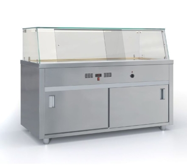 Bain-Marie with 2 sliding doors (140x70 cm) in the color silver.