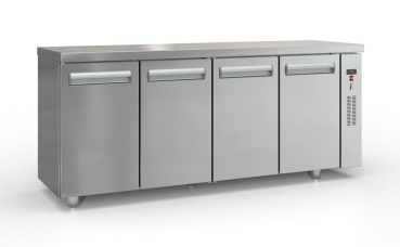 Refrigerated counter with doors without compressor (195x60 cm) in silver color
