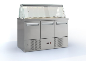 Saladette in silver color (135x70 cm) with compressor below