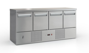 Refrigerated counter with doors and compressor below (180x60 cm) in silver color