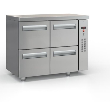 Refrigerated counter with drawers without compressor (105x60 cm) in silver color