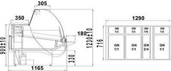 Refrigerated counter ALBERTA 2/1.7W-mod/A, 1590x1165x1230+/-10mm