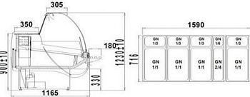 Refrigerated counter ALBERTA 2/2.1W-mod/A, 1920x1165x1230+/-10mm