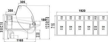 Refrigerated counter ALBERTA 2/2.5W-mod/A, 2460x1165x1230+/-10mm