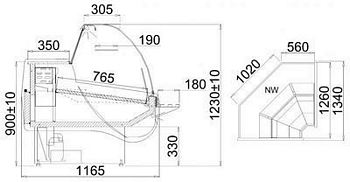 Refrigerated counter ALBERTA 2/NWW-mod/C, 1260x1165x1230+/-10mm