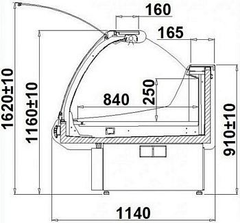 Refrigerated display ANCONA 1.25 SP-mod/C, 1250x1140x1160mm
