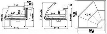 Refrigerated display ANCONA NZ 90-mod/C, 1280x1140x910mm