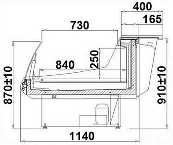 Refrigerated counter BARI 2.5-mod/A, 2600x1140x910+/-10mm