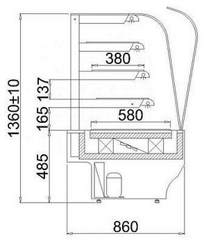 Confectionery showcase, MARTA 1.3W, 1400x860x1360mm
