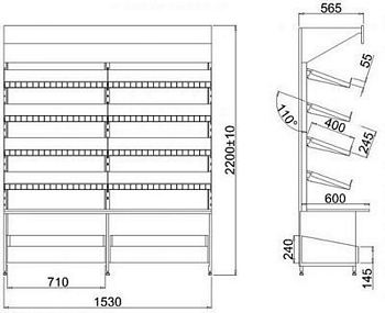 PASTRY DISPLAY WALL UNIT, 1.6, 1530x565x2200mm