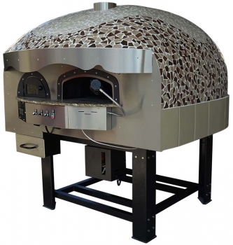 Wood pizza oven DR120K, dome with mosaic stones, 135 pizzas á Ø 30 cm per hour, rotating and unheated baking surface, weight 1,950 kg