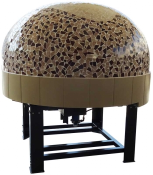 Wood pizza oven DR120K, dome with mosaic stones, 135 pizzas á Ø 30 cm per hour, rotating and unheated baking surface, weight 1,950 kg