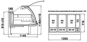 Heated Display ANCONA B 1.25SP, 1350 x 1140 x 1160mm