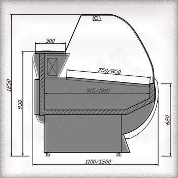 Refrigerated display case, lengths from 1080 to 3080mm