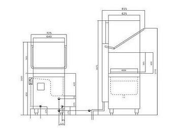 Hood dishwashing machine, 400V, 725x815x1420mm