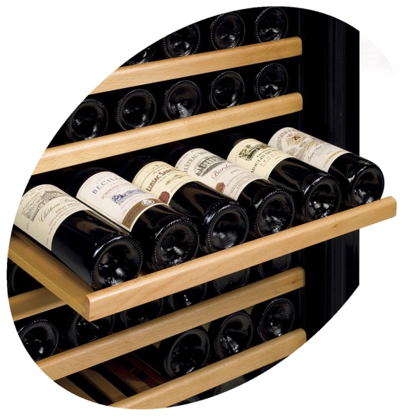 Glazed wine cellar, ventilated, 160 Lt., 2 T°, BLACK
