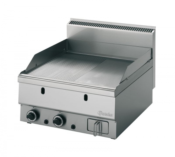 Gas griddle plate, 1/2 smooth 1/2 grooved, 12,0 kW, 600x650x295m