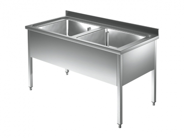 Sink, with two basin, from 1000 to 1600mm, Series 600