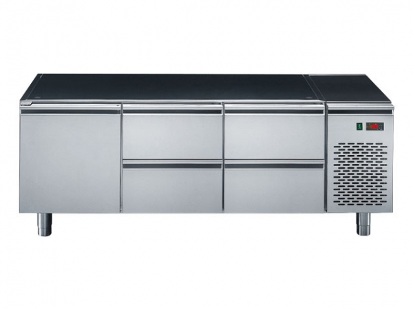 Refrigerated base, with 1 doors and 4 drawers, 1600x630x610mm