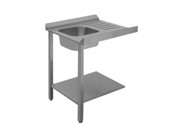 Feed table, with 1 Basin and upstand, left, 1200x750x870mm