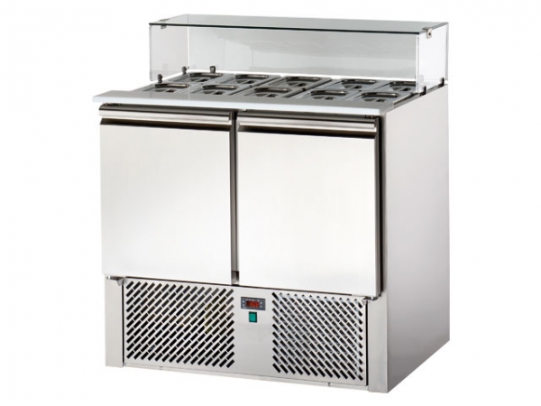 Saladette, with glass top, 2 doors, 220 liters, 904x700x1140mm