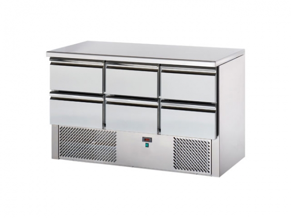 Saladette, 3x2 drawers, 350 l, 1384x700x880mm