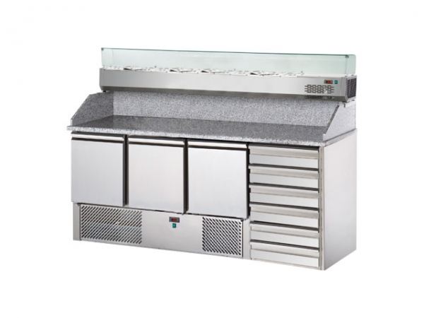 Saladette, with granite plate, 1x6 drawers, 350 l, 1900x700x1320