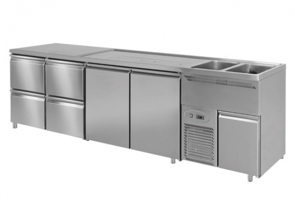 Beer bar, 2 basin r., 2 doors and 4 drawers l., 3080x700x970mm