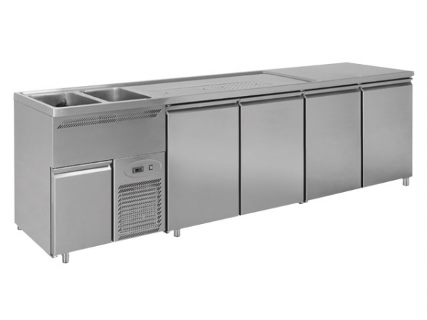 Beer bar, with 2 basin left, 4 doors, 3080x700x970mm