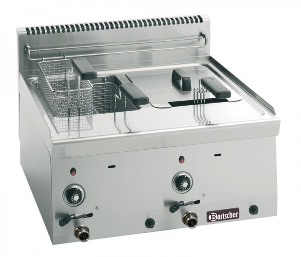 Gas deep fat fryer, with 2 basin 8 litres, 600x600x290mm