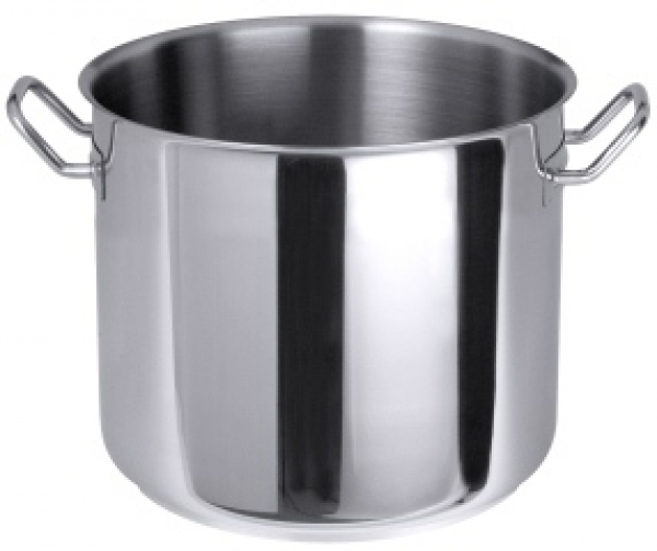 Cooking pot, mirror polished, with grip handles, 8mm sandwich ba