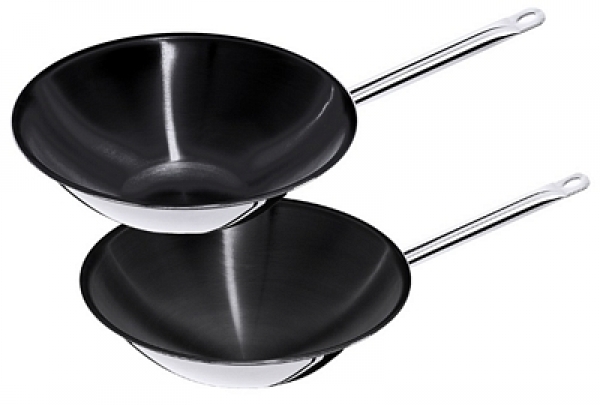 Contacto Non-stick Wok, with round base, mirror polished