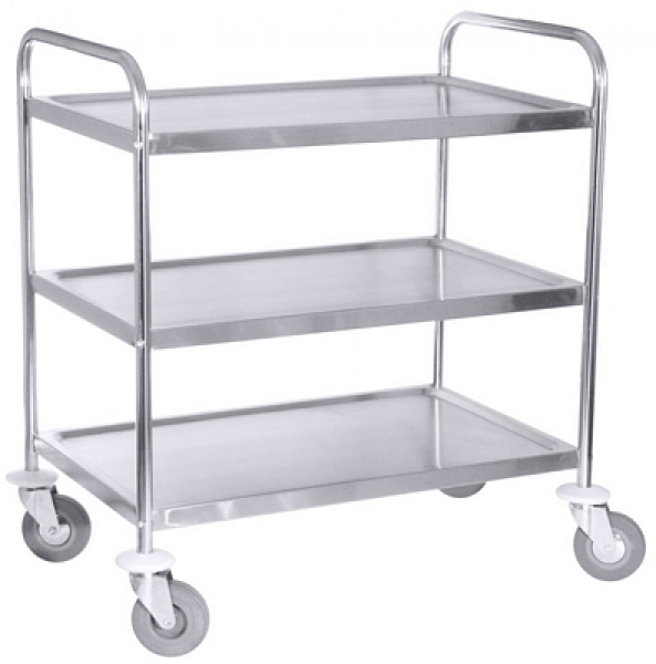 Trolley, stainless steel, with 3 shelves