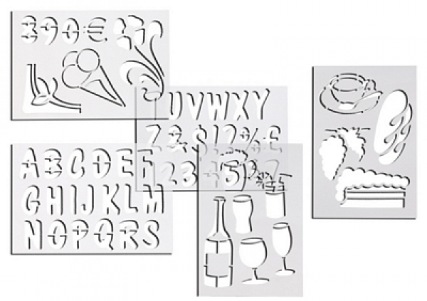 Contacto Stencil mixed 5 piece set, includes numbers