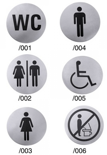 Contacto Toiletten-Türsymbole aus Edelstahl, seidenmatt poliert
