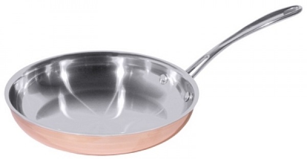 Copper Flambé Pan, with pouring rim and riveted stick handle