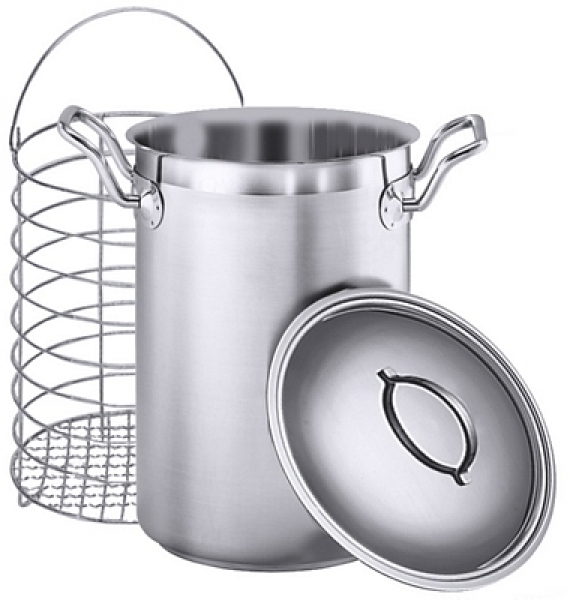Asparagus Pot, satin polished, with lid and insert of stainless