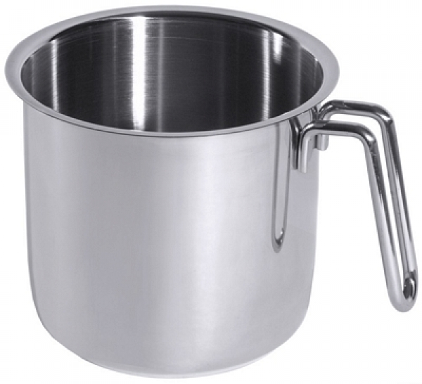 Milk Pot, mirror polished, with hollow handle and pouring edge