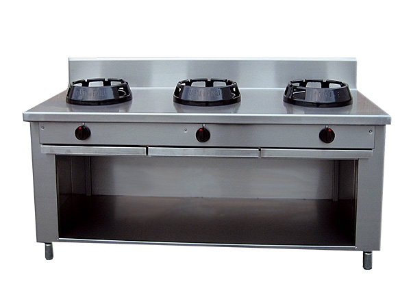 GAM China gas range, with open base, 1800x700x850mm