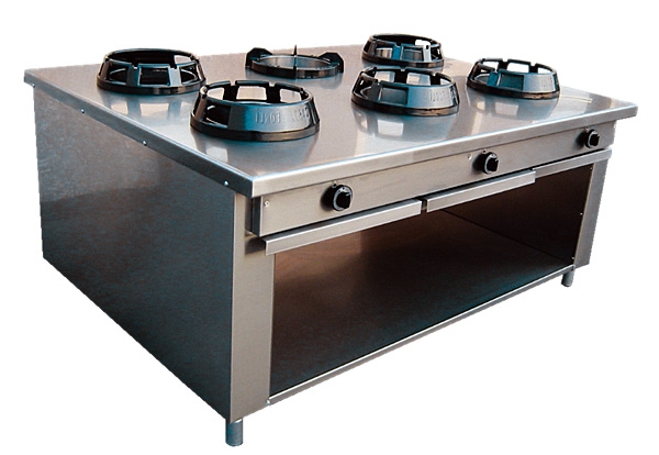 GAM China gas range, with open base, 1800x1400x850mm