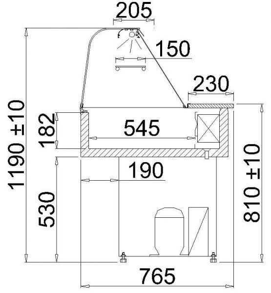 Refrigerated counter FLORIDA-1.7, 1700x765x1190mm