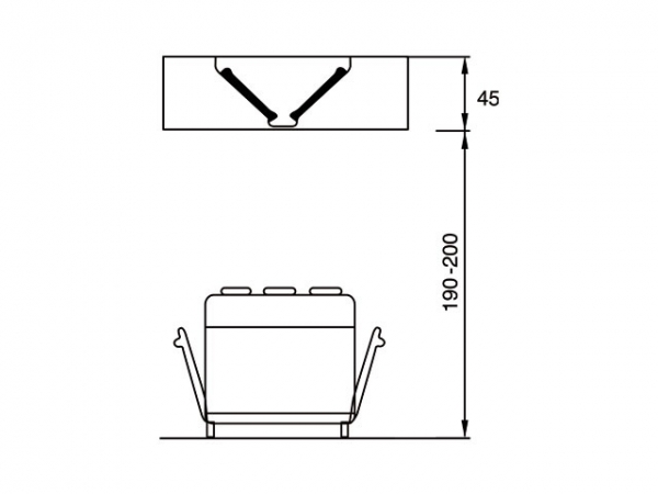 Central Hood, Box shape, with lighting, Series 1300, 2000mm length
