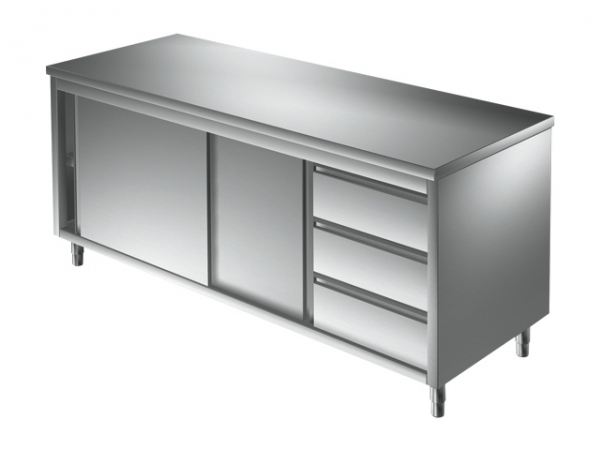 Cupboard SERIE 600, with a drawer unit right, 1500mm length